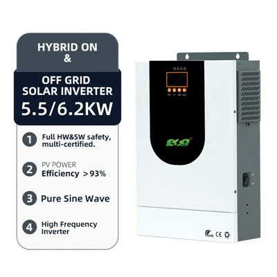 ESG 3.5KW 5.5kW/6.2kW Hybrid Off-Grid Wall-Mounted Pure Sine Wave Inverter For Home Use Single-Phase Solar Energy Storage System MPPT