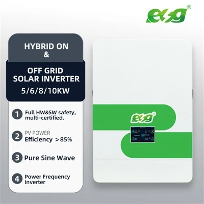 ESG 5/6/8kW 110V 220V For Off Grid Homes Factories Solar Systems Supports WiFi Parallel Operation Split Phase Solar Inverter
